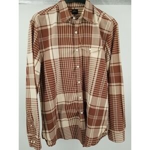 LL Bean‎ Mens L Large Brown Plaid Button Up Long Sleeve Shirt